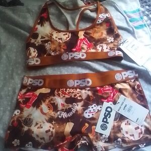 PSD Women's Funky Disco Sports Bra Set - Brown and Red